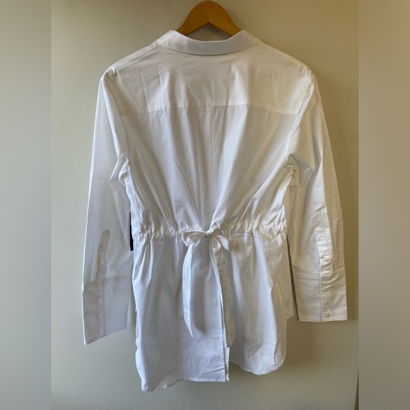 Isaac Mizrahi white button down with tie back detail NWT - Picture 1 of 9